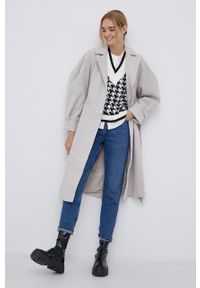 Y.A.S - Płaszcz z domieszką wełny. Okazja: na co dzień. Kolor: szary. Materiał: wełna. Wzór: gładki. Styl: casual #4