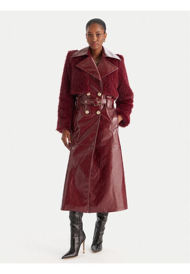 Babylon Płaszcz przejściowy S00772 Bordowy Regular Fit. Kolor: czerwony. Materiał: skóra