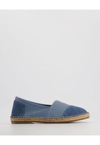 Venezia - NIEBIESKIE ESPADRYLE A136 BLUE. Kolor: niebieski. Materiał: skóra, syntetyk. Obcas: na obcasie. Wysokość obcasa: średni