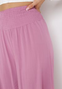 Born2be - Różowe Szerokie Spodnie z Wiskozy o Długości 7/8 Inule. Stan: podwyższony. Kolor: różowy. Materiał: wiskoza