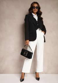 Renee - Białe Eleganckie Spodnie Cygaretki o Szerokich Nogawkach Vonlea. Okazja: do pracy, na spotkanie biznesowe. Kolor: biały. Styl: elegancki