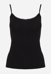 Renee - Czarny Bawełniany Top Bieliźniany z Koronką przy Dekolcie Berinda. Okazja: na co dzień. Kolor: czarny. Materiał: bawełna, koronka. Wzór: koronka. Sezon: lato. Styl: casual #6