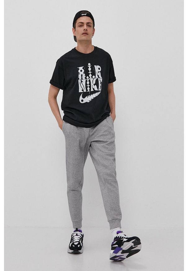 Nike Sportswear - Spodnie. Kolor: szary. Materiał: dzianina, materiał, włókno