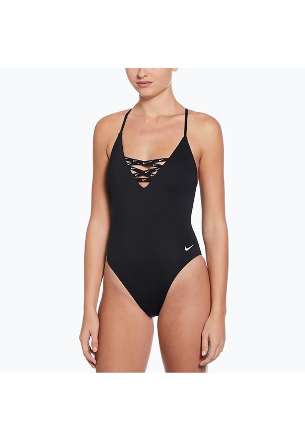 Strój pływacki jednoczęściowy damski Nike Sneakerkini 2.0 Crossback. Kolor: czarny