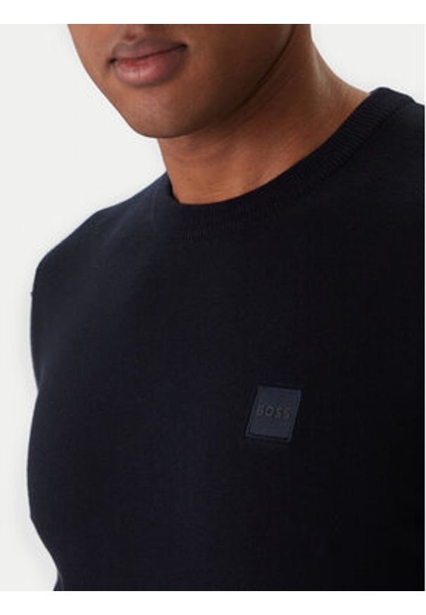 BOSS Sweter Kanovano_S 50527583 Granatowy Regular Fit. Kolor: niebieski. Materiał: bawełna