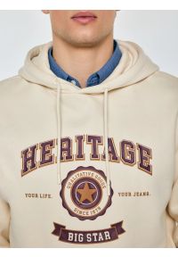 Big-Star - Bluza męska z kapturem kremowa Salomon 103. Okazja: na co dzień. Typ kołnierza: kaptur. Kolor: kremowy. Materiał: dzianina. Długość rękawa: długi rękaw. Długość: długie. Wzór: nadruk. Styl: casual #5