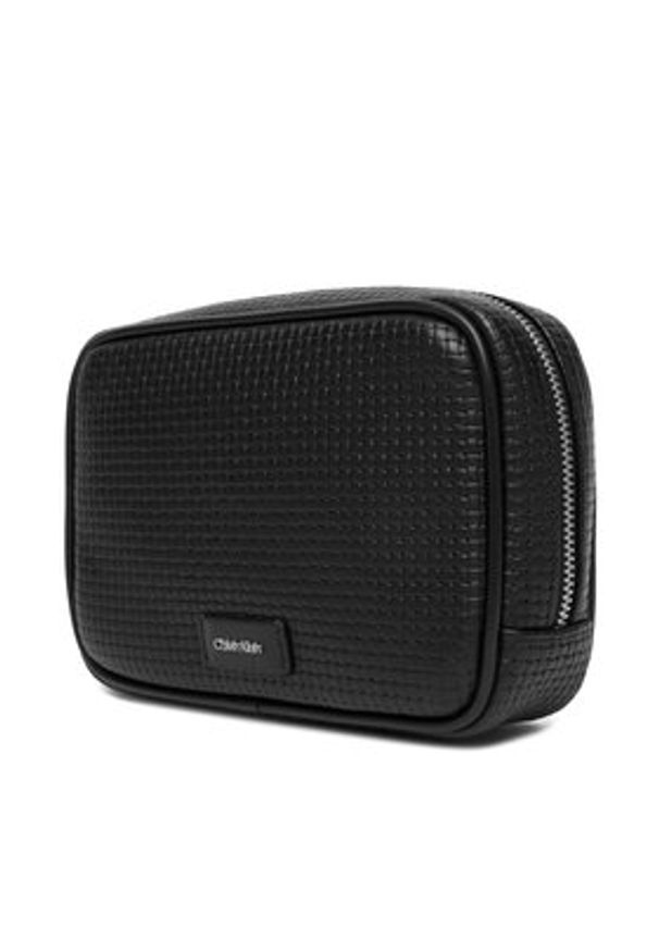 Calvin Klein Saszetka Embossed Woven Zip Pouch LV04D1111G Czarny. Kolor: czarny. Materiał: skóra