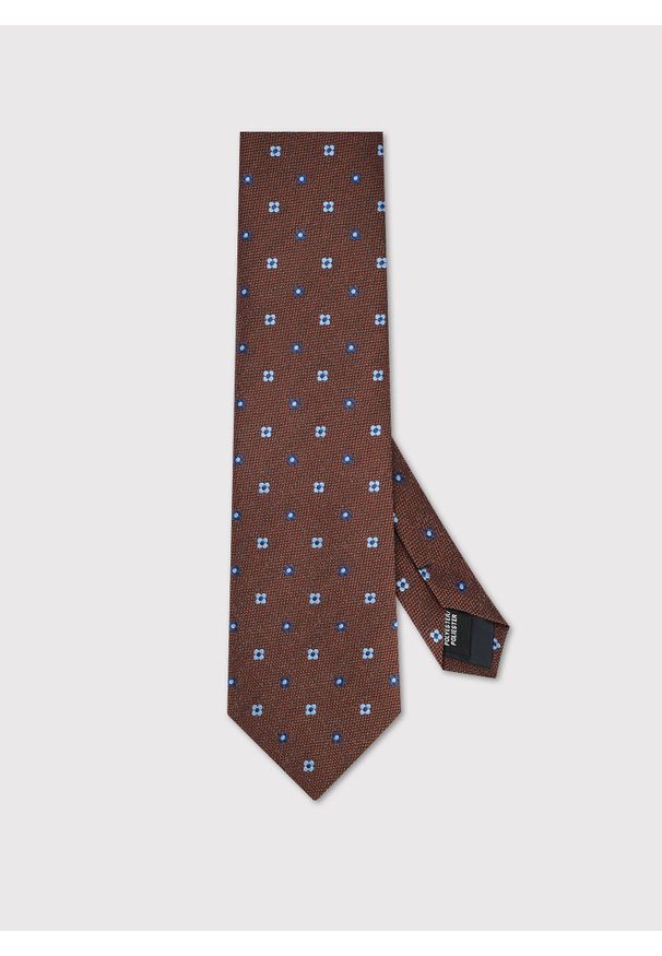 Pako Lorente - PAKO LORENTE – Brązowy krawat we wzór. Kolor: brązowy. Materiał: poliester. Wzór: geometria