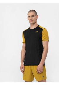 4f - Koszulka treningowa regular szybkoschnąca męska. Kolor: czarny. Materiał: materiał, włókno, dzianina