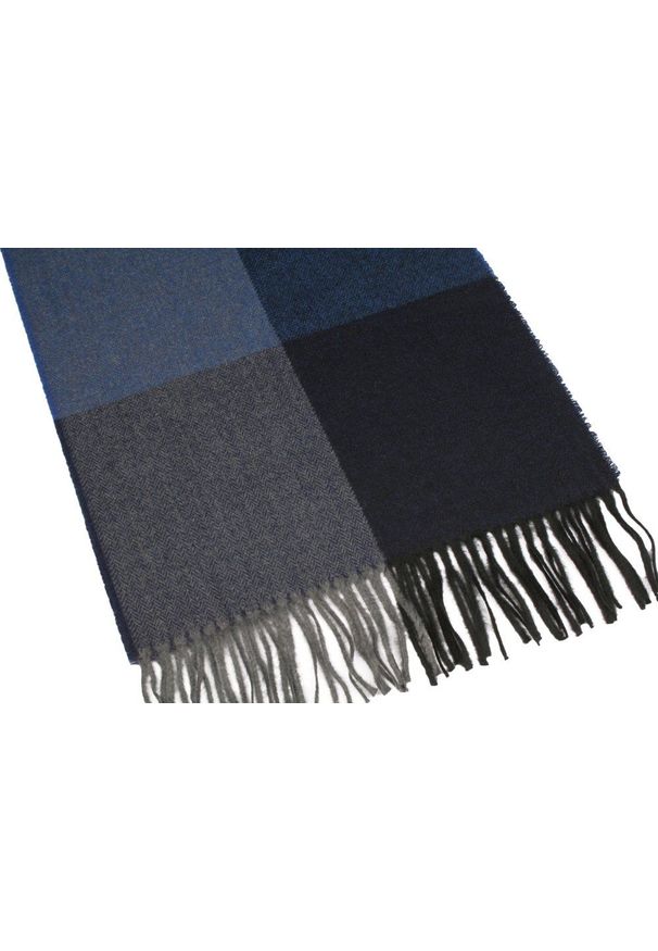 V. Fraas - Szalik Granatowo-Niebieski w Kratkę z Frędzlami, Męski, Jesienno-Zimowy z Wełną -V. FRAAS. Kolor: niebieski. Materiał: wełna. Wzór: kratka. Sezon: jesień, zima. Styl: klasyczny, elegancki