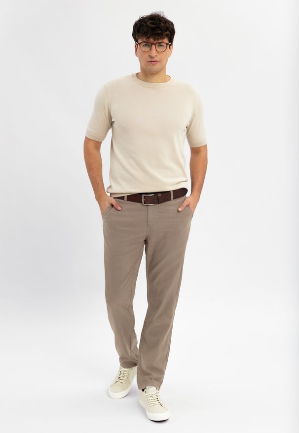 Volcano - Materiałowe spodnie R-MARSHALL. Okazja: na co dzień. Materiał: materiał. Styl: casual, klasyczny