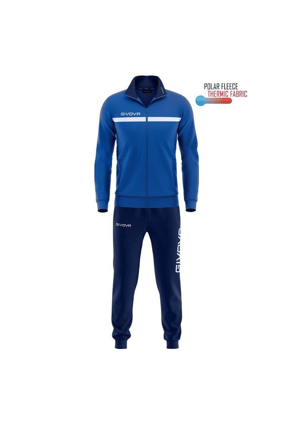 Givova One Polarfleece dres z pełnym zamkiem 3XS. Kolor: niebieski. Materiał: dresówka. Sport: piłka nożna