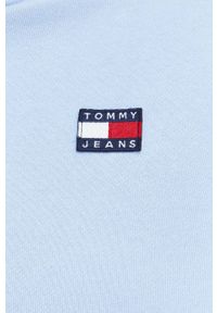 Tommy Jeans bluza bawełniana damska kolor niebieski z kapturem gładka. Typ kołnierza: kaptur. Kolor: niebieski. Materiał: bawełna. Wzór: gładki #2