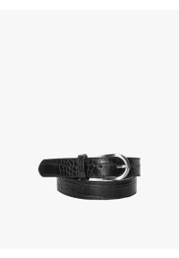 Ryłko - Czarny pasek damski ze srebrną klamrą. Kolor: czarny. Materiał: skóra #1