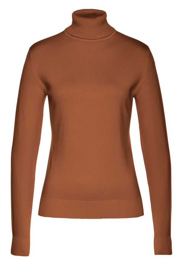 Sweter z golfem bonprix kasztanowy brąz. Typ kołnierza: golf. Kolor: brązowy