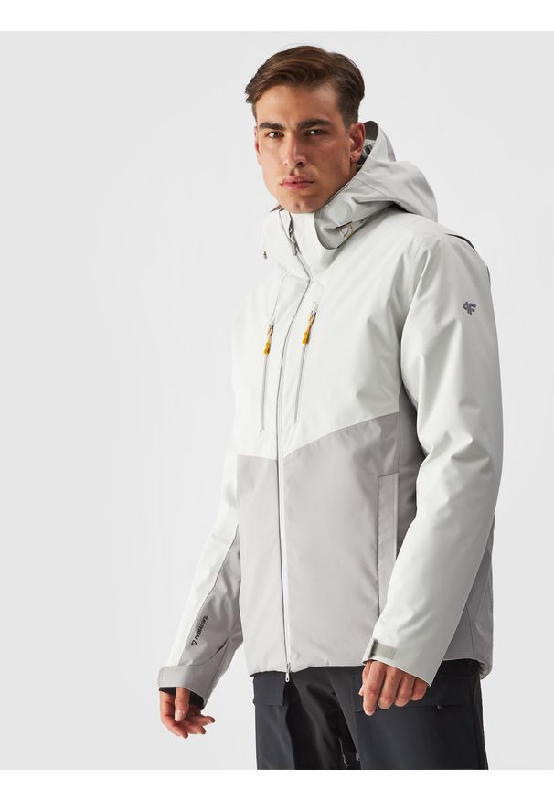 4f - 4F Kurtka narciarska membrana Dermizax 20000 męska - szara XL. Typ kołnierza: kaptur. Kolor: szary. Materiał: dzianina, materiał, tkanina, poliester. Długość: długie. Wzór: aplikacja. Sezon: zima. Styl: klasyczny