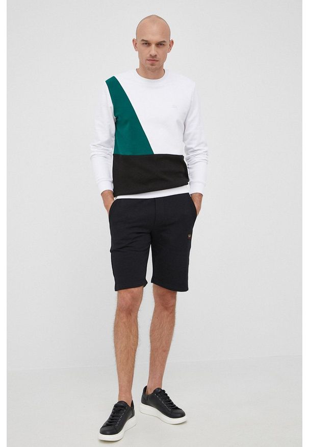 Lacoste Bluza bawełniana męska kolor biały wzorzysta. Okazja: na co dzień. Kolor: biały. Materiał: bawełna. Styl: casual