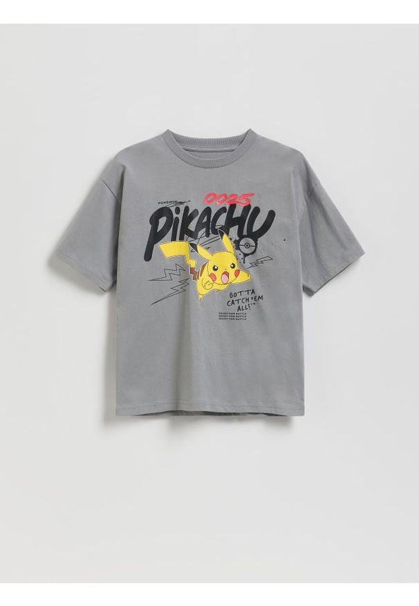 Reserved - T-shirt Pokémon - ciemnoszary. Kolor: szary. Materiał: dzianina, bawełna