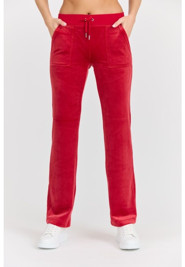 Juicy Couture - JUICY COUTURE Damskie czerwone dresowe spodnie Del Ray Pant, Rozmiar M. Kolor: czerwony. Materiał: dresówka. Długość: długie