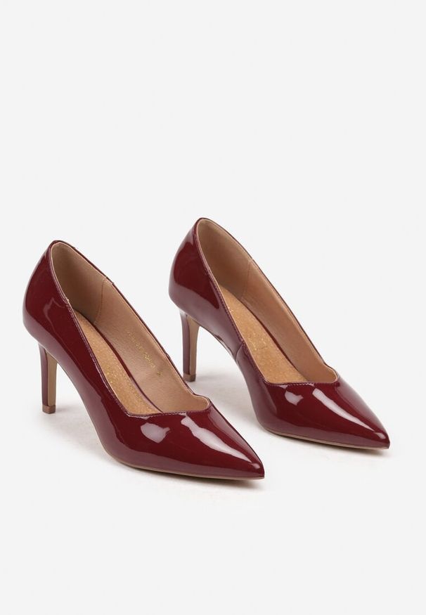 Born2be - Bordowe Czółenka na Szpilce w Eleganckim Stylu ze Skórzaną Wkładką Lerichella. Okazja: do pracy. Kolor: czerwony. Materiał: skóra. Obcas: na szpilce. Styl: elegancki
