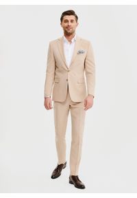 Pako Lorente - PAKO LORENTE – Beżowe spodnie ganiturowe. Kolor: beżowy. Materiał: poliester, elastan, wiskoza. Wzór: gładki. Styl: elegancki #5