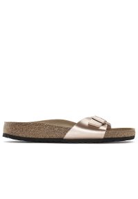 Klapki Birkenstock Madrid 1023927 - miedziane. Kolor: brązowy. Materiał: syntetyk, skóra, materiał, welur