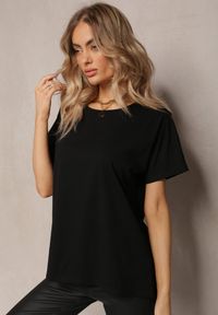 Renee - Czarny T-shirt Bawełniany z Krótkim Rękawem Kyndell. Kolor: czarny. Materiał: bawełna. Długość rękawa: krótki rękaw. Długość: krótkie. Wzór: aplikacja, gładki, jednolity. Styl: klasyczny #3