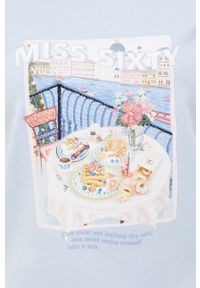 Miss Sixty t-shirt damski kolor niebieski. Kolor: niebieski. Długość rękawa: krótki rękaw. Długość: krótkie. Wzór: aplikacja. Styl: klasyczny #2