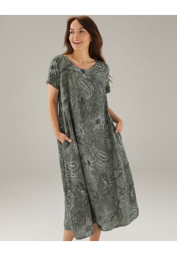 Unisono - LNIANA SUKIENKA 114-6568H MILITA. Materiał: len
