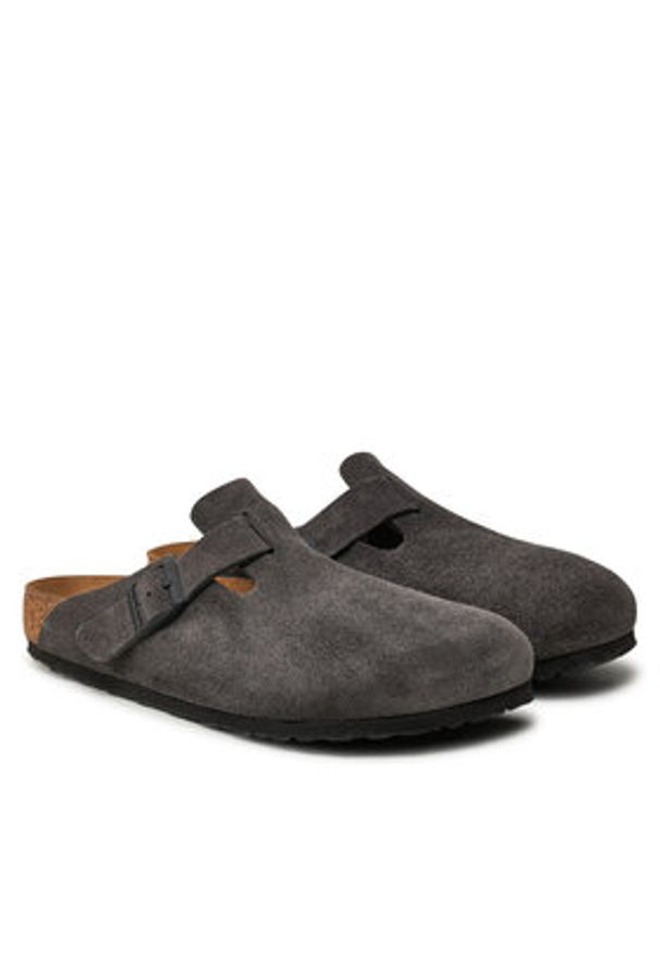 Birkenstock Klapki Boston zamsz 1028602 Szary. Kolor: szary. Materiał: skóra, welur