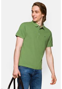 Lancerto - Koszulka Zielona Polo Patrick. Typ kołnierza: polo. Kolor: zielony. Materiał: włókno, bawełna, materiał, tkanina. Wzór: gładki, ze splotem. Styl: klasyczny