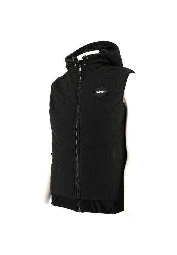 FLEX-ON - Kurtka bez rękawów z kapturem Flex-On. Typ kołnierza: kaptur. Kolor: czarny. Materiał: puch. Długość rękawa: bez rękawów