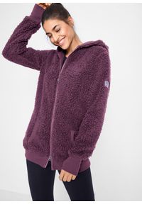 bonprix - Bluza z polaru baranka. Typ kołnierza: kaptur. Kolor: fioletowy. Materiał: polar