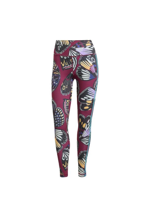 Adidas - Legginsy adidas X Farm 7/8. Kolor: czarny, czerwony, fioletowy, wielokolorowy. Technologia: ClimaCool (Adidas). Wzór: kolorowy