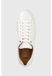 BOSS buty skórzane Mirage kolor biały. Nosek buta: okrągły. Zapięcie: sznurówki. Kolor: biały. Materiał: skóra