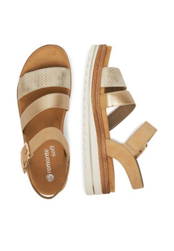 Remonte Sandały D0Q55-91 Złoty. Kolor: złoty. Materiał: materiał, syntetyk