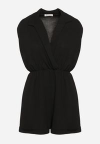 Born2be - Czarny Kombinezon z Nakładkowym Dekoltem i Gumką w Talii Nansaliah. Kolor: czarny #5