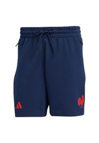 Adidas - Szorty France Travel. Kolor: niebieski. Sport: piłka nożna