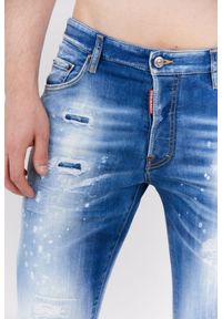 DSQUARED2 Niebieskie jeansy męskie skater jean. Kolor: niebieski. Wzór: aplikacja
