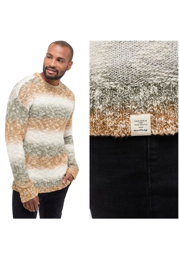 Mustang - MUSTANG Emil C Degradee MĘSKI SWETER PASKI Degradee Naturetones 1014122 12475. Wzór: paski