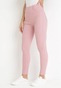 Born2be - Różowe Spodnie Skinny z Wysokim Stanem Ninga. Stan: podwyższony. Kolor: różowy #1