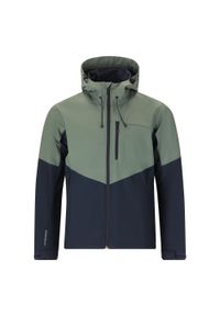 Kurtka wodoodporna Whistler Rodney. Kolor: niebieski, zielony, wielokolorowy. Materiał: softshell, materiał. Sport: turystyka piesza