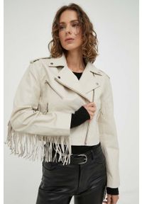 2NDDAY ramoneska skórzana damska kolor beżowy przejściowa. Kolor: beżowy. Materiał: skóra. Wzór: gładki #2