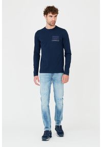 Aeronautica Militare - AERONAUTICA MILITARE Granatowy męski longsleeve bawełniany, Rozmiar 3XL. Kolor: niebieski. Materiał: bawełna. Długość rękawa: długi rękaw
