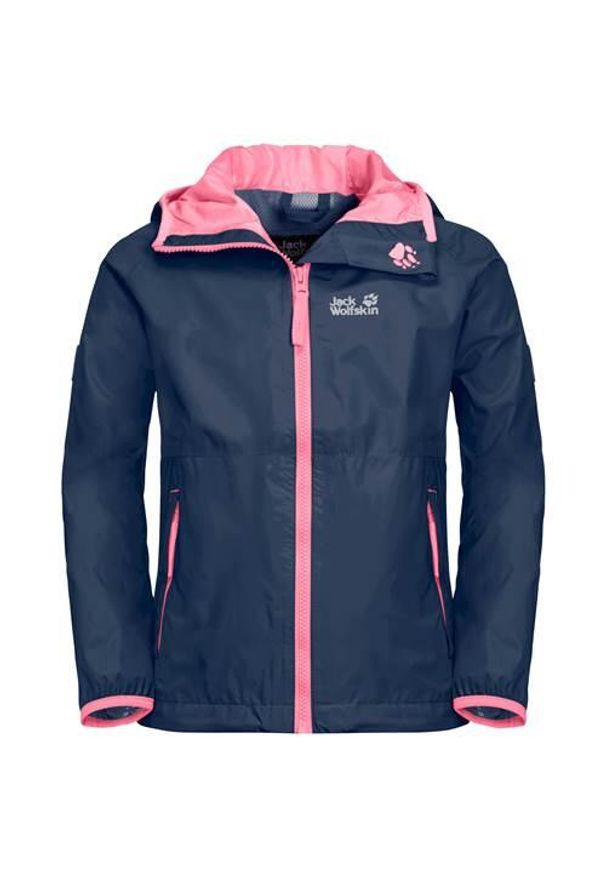 Kurtka uniwersalna dziewczęca Jack Wolfskin 16048151024. Typ kołnierza: kaptur. Kolor: niebieski. Materiał: syntetyk. Sport: turystyka piesza