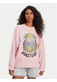 Roxy Bluza ERJFT04997 Różowy Relaxed Fit. Kolor: różowy. Materiał: bawełna