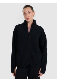4f - 4F Polar sherpa ze stójką oversize damski - czarny M. Typ kołnierza: kołnierzyk stójkowy. Kolor: czarny. Materiał: polar #1