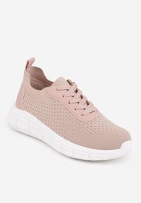 Born2be - Różowe Minimalistyczne Buty Sportowe z Siateczki na Tłoczonej Podeszwie Zanera. Okazja: na co dzień, na spacer. Kolor: różowy. Materiał: jeans. Szerokość cholewki: normalna. Sport: turystyka piesza, fitness, joga i pilates #2