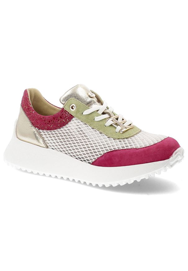 Różowe Sneakersy Armodo Obuwie Damskie Premium. Okazja: na co dzień. Zapięcie: sznurówki. Kolor: różowy. Materiał: skóra, jeans. Szerokość cholewki: normalna. Wzór: aplikacja