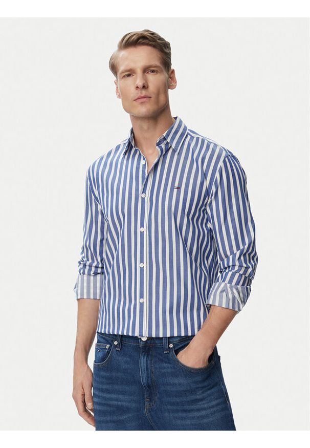 Tommy Jeans Koszula DM0DM23414 Niebieski jasny Regular Fit. Kolor: niebieski. Materiał: bawełna